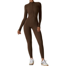 Dames Lange Mouwen Workout Jumpsuit met Rits, Romper, Broek, Bodycon Killed Tea Coffee XL