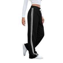 Women'S Wide Leg Sweatpants Casual High Waisted Straight Sweat Pants Drawstring Joggers with Pockets Black M