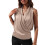 Blusa Regata Feminina Elegante de Cetim com Decote em V e Sem Mangas Champanhe L 1