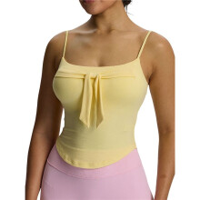 Damen Camisole Bowknot Ärmellos Verstellbare Spaghettiträger Yoga Tank Top Y2K Basic Shirt Gelb L