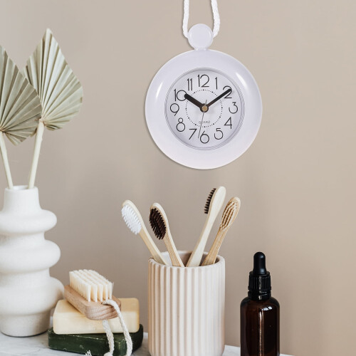 White Silent Wall Clock for Bathroom Bedroom 1