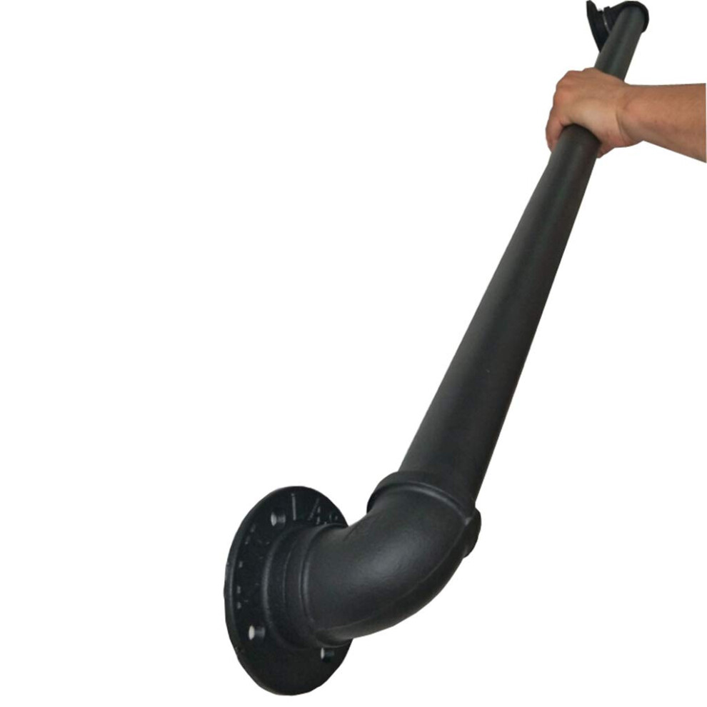 Industrial Pipe Handrail 450Cm Rustproof Black Metal Stair Rail With Wallmounted Design 9310869776031
