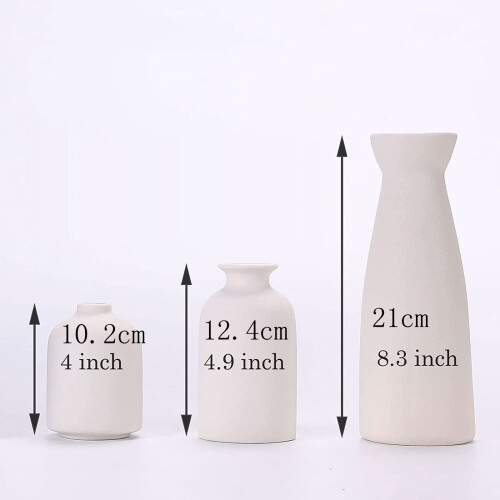 White Ceramic Vase Set 3-Piece 1