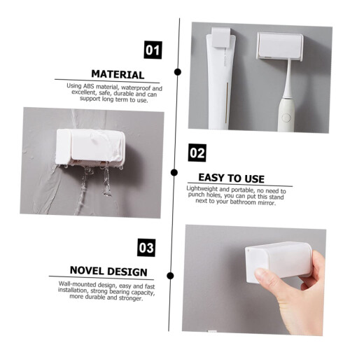 Toothbrush Holder 2pcs Wall Mounted ABS Organizer for Bathroom, Compact SpaceSaving Design 1