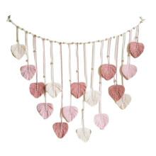 Woven Leaves Macrame Wall Hanging Ornament, Handmade Woven Art Wall Home Decoration for Bedroom Living Room A