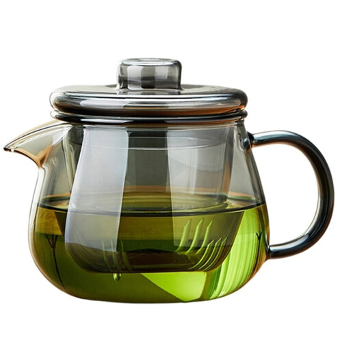 Tekanna i Borosilikatglas med Infusionsrör - Spishällsäker Tekanna med Lock