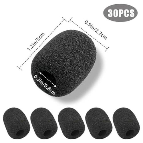 30 Pack Foam Microphone Windscreen,Mini Size Lapel Headset Mic Foam Covers for Headset Microphone 2