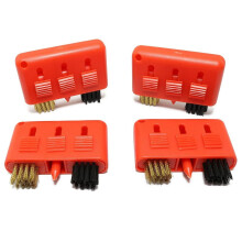 4 Pcs 3 Holes Club Brush Retraction Design Brush 3-In-1 Retractable Club Cleaning Brush (Red)