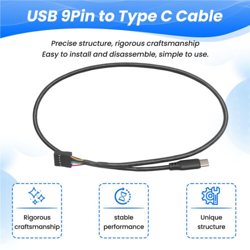 1Pcs USB 9Pin to USB Type C Cable for Computer Motherboard to USBC Secondary Screen PC LCD Screen 9Pin USB Cable Adapter 1