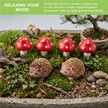 Tuinfeeaccessoires Hars Egels en Houten Paddenstoel Miniatuurdecoraties voor Bonsaiknutsels