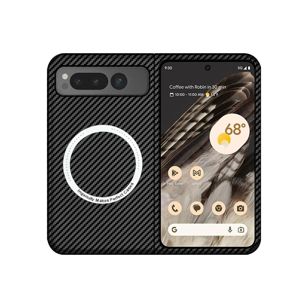 Case For Google Pixel Fold Magsafe Compatible Slim Carbon Fiber Shockproof Protective Cover Black 9310869817291
