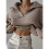 Women Long Sleeve Sweaters Oversized Stretch Fitted Pullover Sweater Ribbed Solid Color Knit Jumper Tops Khaki L 4