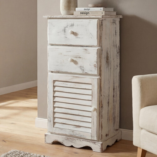 Kommode Schrank, 81x40x32cm, Shabby-Look, Vintage