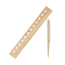 2in1 Wooden Garden Dibber and Planting Spacing Ruler Set for Precise Seedling Measurement (33cm + 15cm)