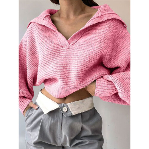 Women Long Sleeve Sweaters Oversized Stretch Fitted Pullover Sweater Ribbed Solid Color Knit Jumper Tops  S 1