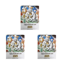 3X Calendario con Gatti Medievali 2025 Calendario da Parete con Gatti Strani Medievali 2025 Calendario con Gatti Brutti Medievali 12 Mesi