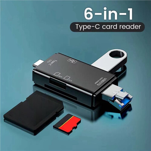 2X OTG  TF Type C Micro- Card Reader Type C to Usb Otg Adapter 6 In1 USB 2.0 TF Card USB Flash Drive Card Reader B 2