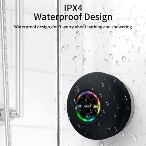 3X   Speaker Shower Waterproof Handsfree Loudspeaker with LED Lights Suction Cup Mic 2