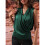 Blusa Regata Feminina Elegante de Cetim com Decote em V e Sem Mangas Verde L 5