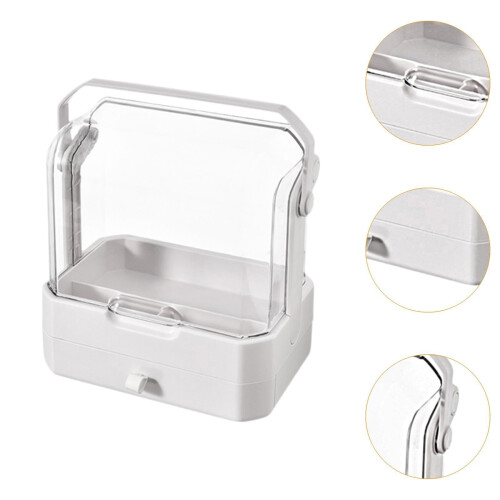 White Makeup Organizer with Drawer, SpaceSaving Cosmetic Storage Box for Bathroom Vanity Countertop 2