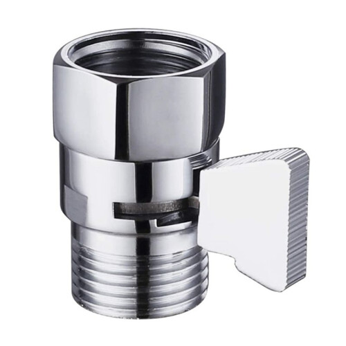 2X Water Flow Control Shut Off Valve, Brass Adjustable Water Pressure Regulator for Hand Held Shower 2