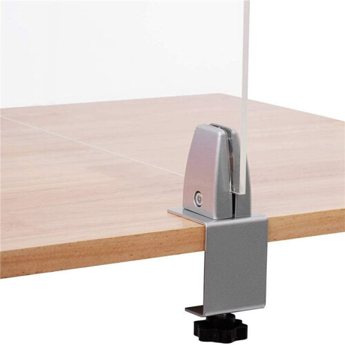 4 Pcs Office Desk Divider Clamp Privacy Screen Clip Holder Bracket Screen Baffle Clamp Partition for Table Clamp -Silver 1
