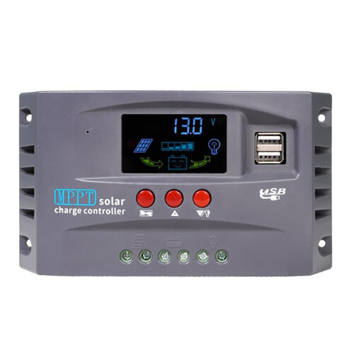 12V 24V Solar Charge Controller with Dual USB Charging, Automatic Voltage Detection and Battery Protection