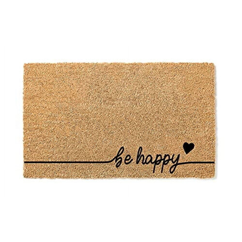 Be Happy Heart Doormat Natural Coir 15mm