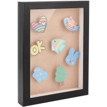 Black Wooden Medal Display Shadow Box with Clear Acrylic