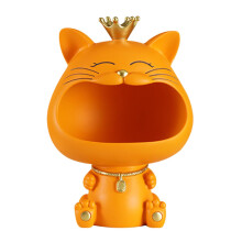 Lucky Cat Resin Figurine Bowl with Storage Compartment