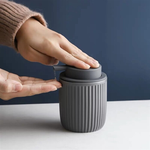 Ceramic Soap Dispenser Bottle with Easy Refill Design for Kitchen or Bathroom Countertop Use 2