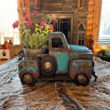 Γλάστρα Rustic Truck Farmhouse Blue Συνθετική Ρητίνη