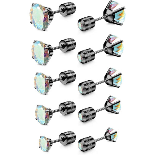 Titan-Ohrstecker-Set mit Schraubverschluss – 5 Paar