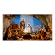 Striscione natalizio con la Natività per porta del garage, per esterni, confezione da 1