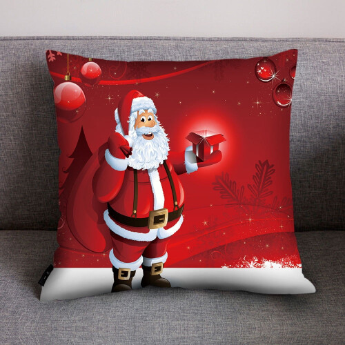 Kussensloop van polyester met kerstprint (1 stuk)