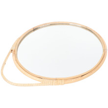 Makeup Mirror Round Rattan Wall Hanging Portable