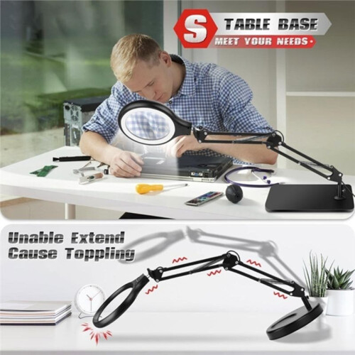 Large Magnifying Glass with Light and Stand,LED Desk Lamp for Reading  Hobby Close Work 2