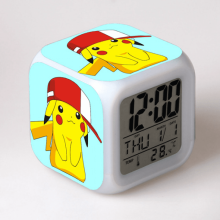 LED-vekkerklokke med Pokémon-design, nattlys med 7 farger