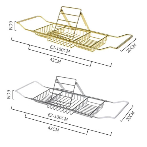 Stainless Steel Adjustable Bathtub Tray Caddy Rack for Bathroom, Rustproof and SpaceSaving Organizer 2