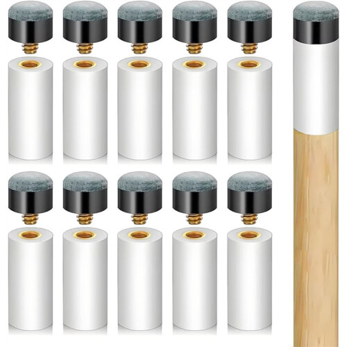 20pack Pool Cue Tips Replacement Kit,Screw  Pool Stick Tips,Billiard White Ferrules for Snooker and Pool Cues,12/13mm 1