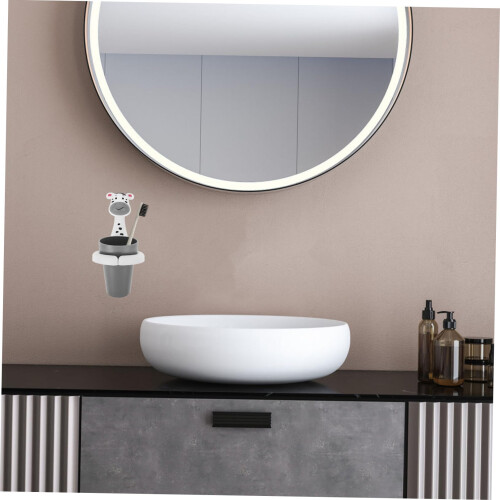 Wall Mounted Toothbrush Holder with Cup Cover, Marble Bathroom Organizer for Multi Brush Storage 2
