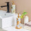 Ceramic Soap Dispenser with Elegant Marble Texture and Golden Matte Pump for Bathroom and Kitchen 5