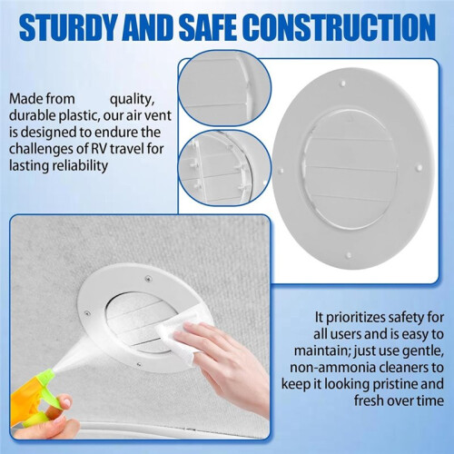 5Pack 6.5" RV Ceiling Vent Covers for Inside , RV AC Vent Cover Replacement, Fits 4-5/8" Ducts, Rotatable Slats 1