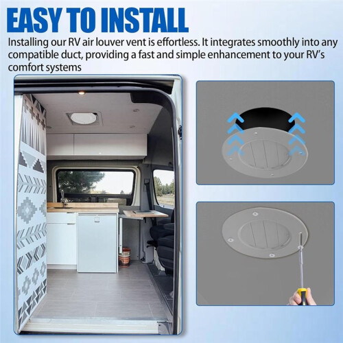 5Pack 6.5" RV Ceiling Vent Covers for Inside , RV AC Vent Cover Replacement, Fits 4-5/8" Ducts, Rotatable Slats 2
