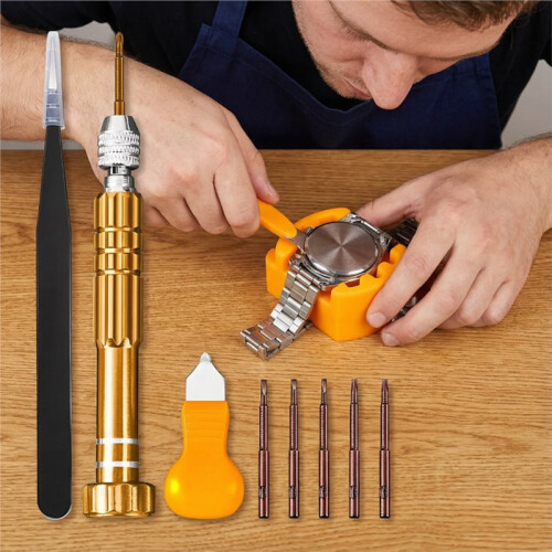 11 Pcs Watch Case Opener Tool: Watch Battery Replacement Tool Kit for Back Removal and Maintainance Pressing Tool A