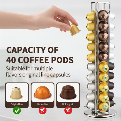 Rotatable Coffee Capsule Organizer Coffee Capsule Display Rack Max Capacity 40 Capsules 360 Degree Rotating Organizer 1