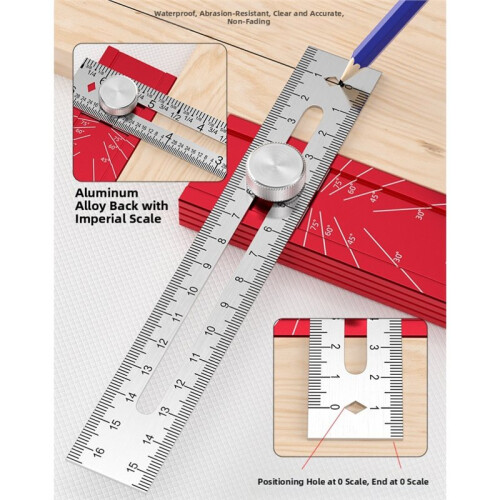 Woodworking Multi-Angle Marking Secure Lock Design Protractor Depth Measuring Ruler Adjustable Tool 2