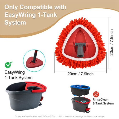 Mop Replace  for  Spin Mop Heads Replacements for  Easywring Red Microfiber Chenille Mop Pad 3PCS 2