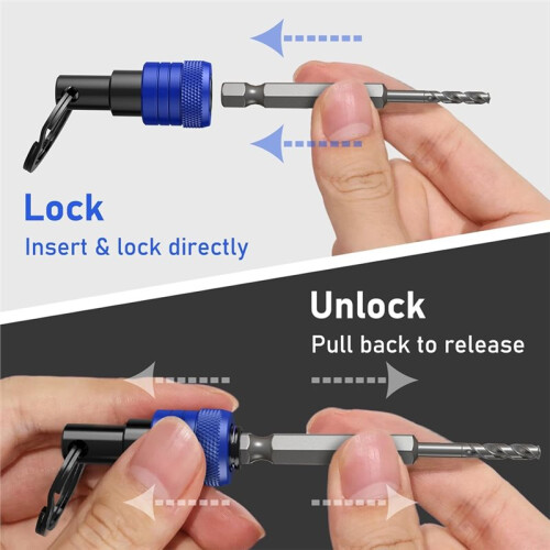 Enhanced Non-Slip Bit Holder Key Chain 6pc, Drill Bit Holder for 1/4 Inch Hex Shank Bits, Bit Holders for Impact Driver 1