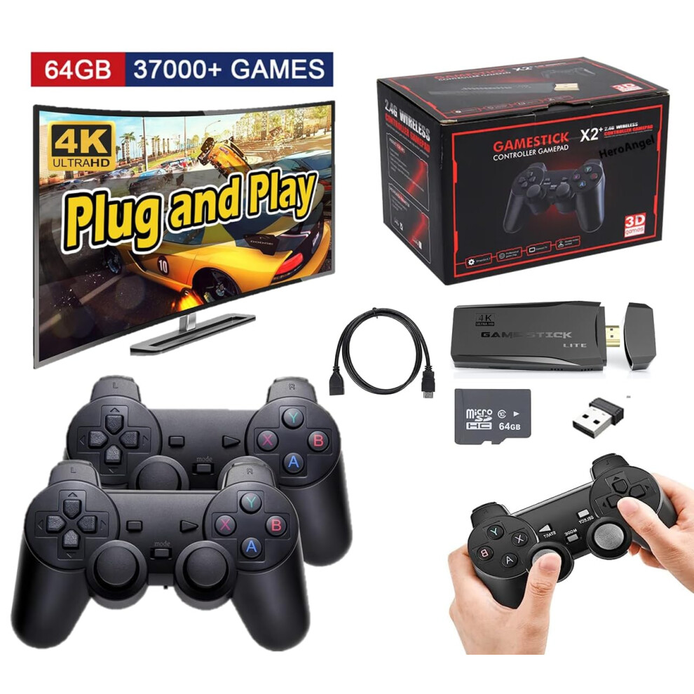 Retro Game Console With 41000+ Games, Wireless Dual Controllers, 1080P Hdmi Plug And Play Stick 64Gb 9330225812999